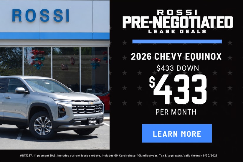 2026 Chevrolet Equinox pre-negotiated lease deal at Rossi Chevrolet in Washington NJ