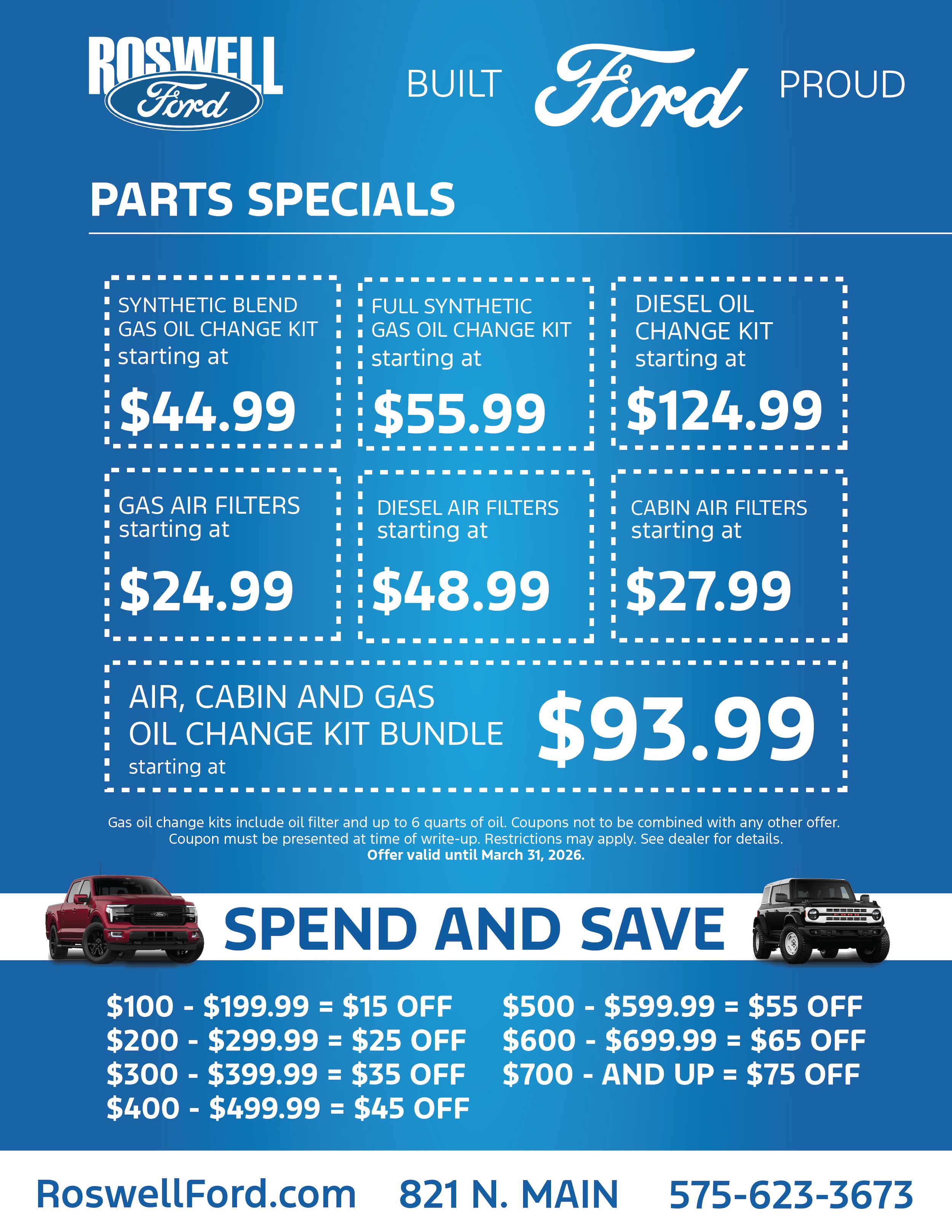  Roswell Ford Parts Coupons