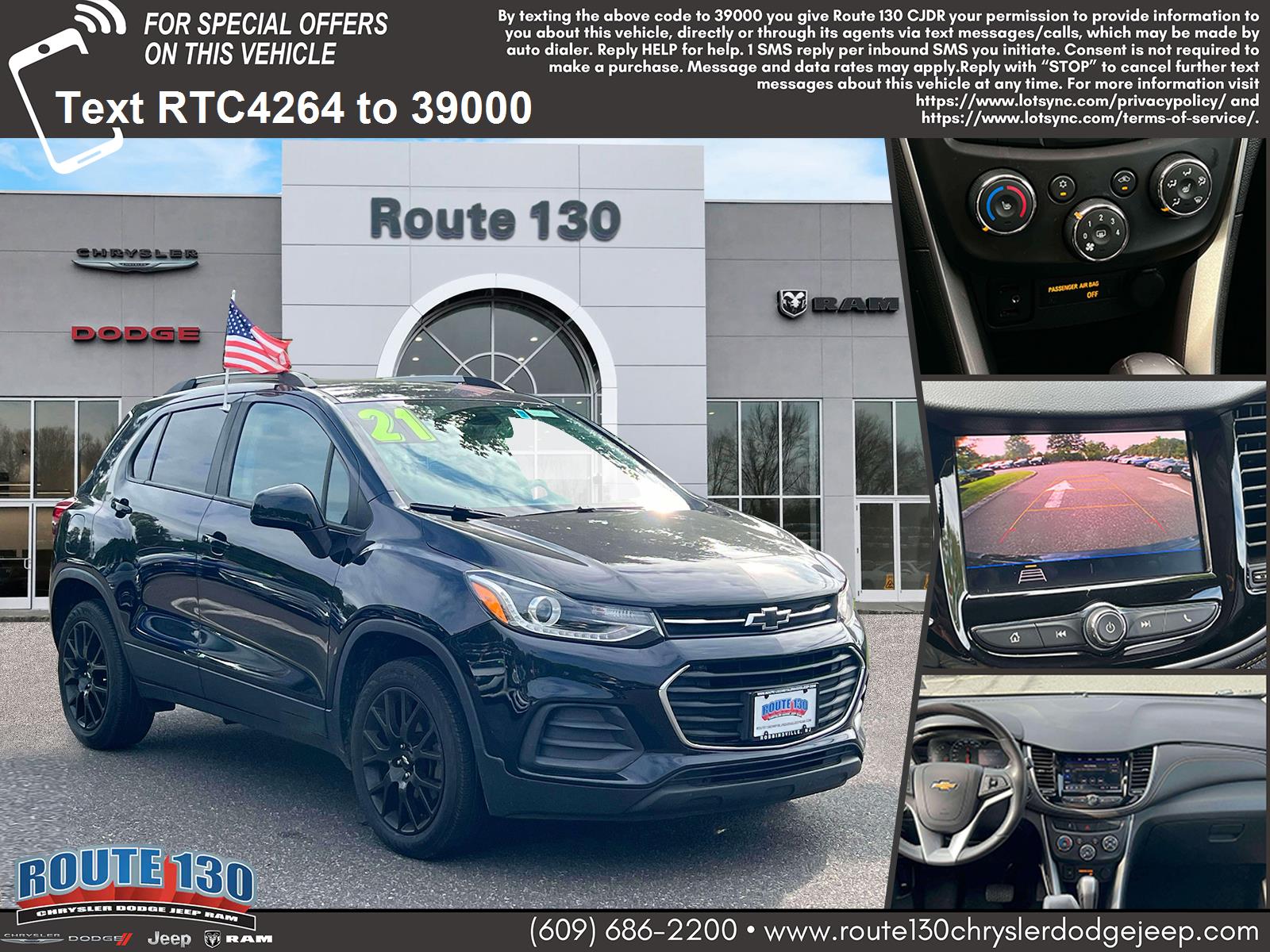 Used 2021 Chevrolet Trax LT with VIN KL7CJPSM2MB374264 for sale in Trenton, NJ
