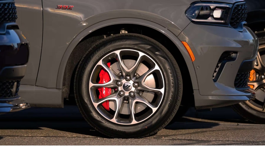 Rear view of a 2026 Dodge Durango in East Brunswick showing the signature Racetrack LED taillight and dual exhaust tips