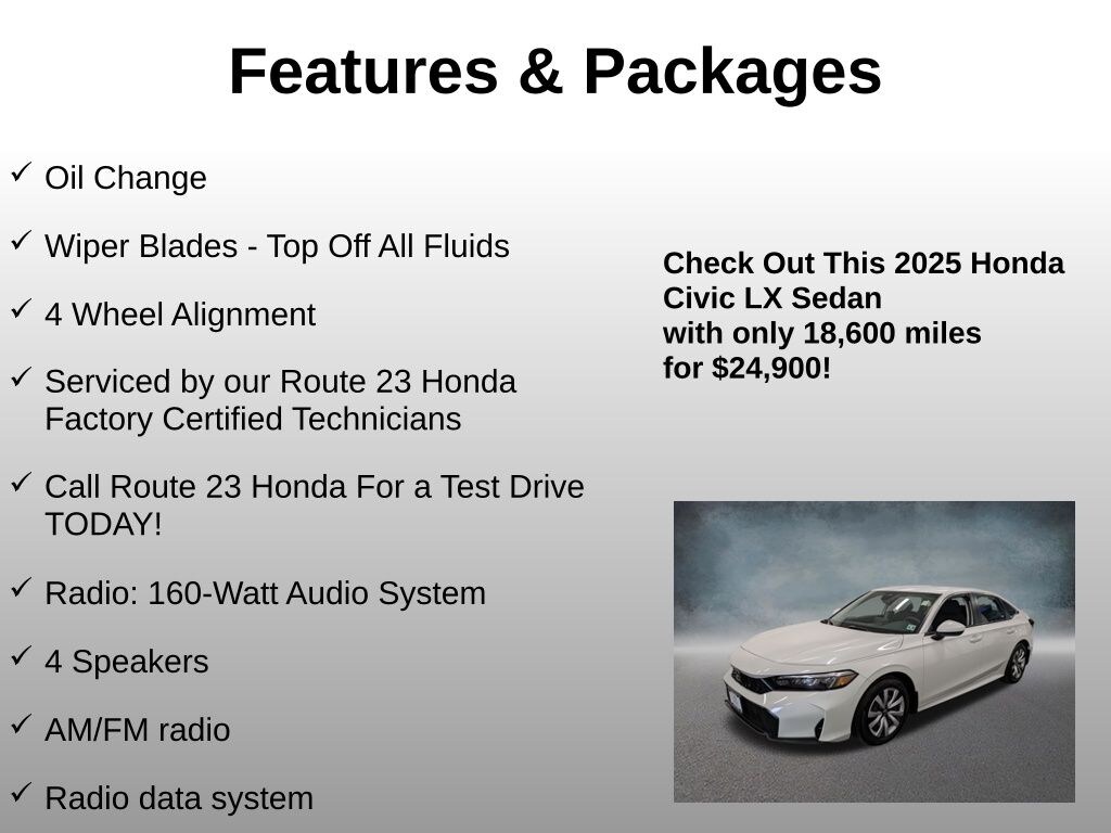 Used 2025 Honda Civic LX Sedan
