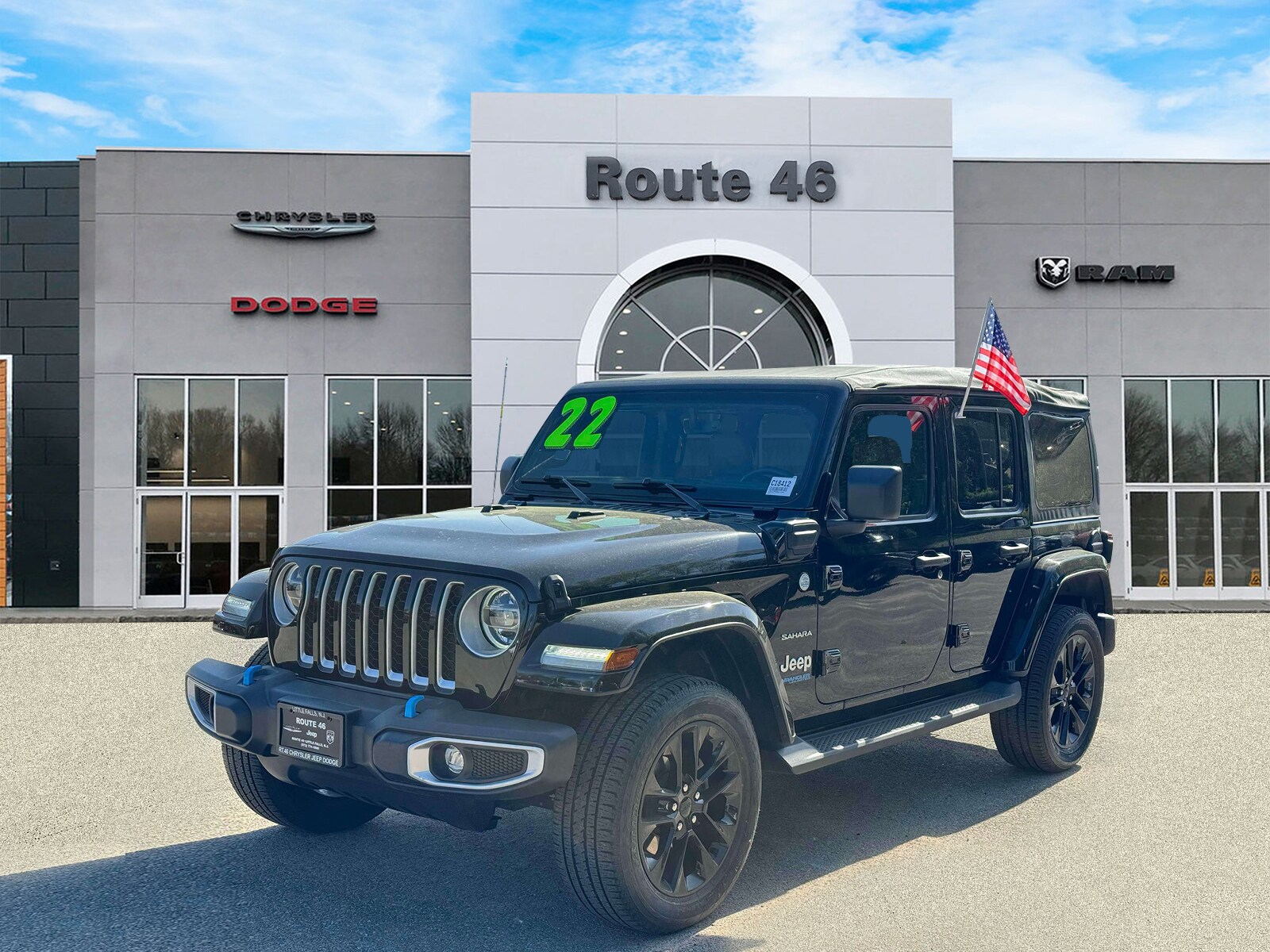 Used 2022 Jeep Wrangler Unlimited Sahara 4XE with VIN 1C4JJXP62NW123999 for sale in Little Falls, NJ