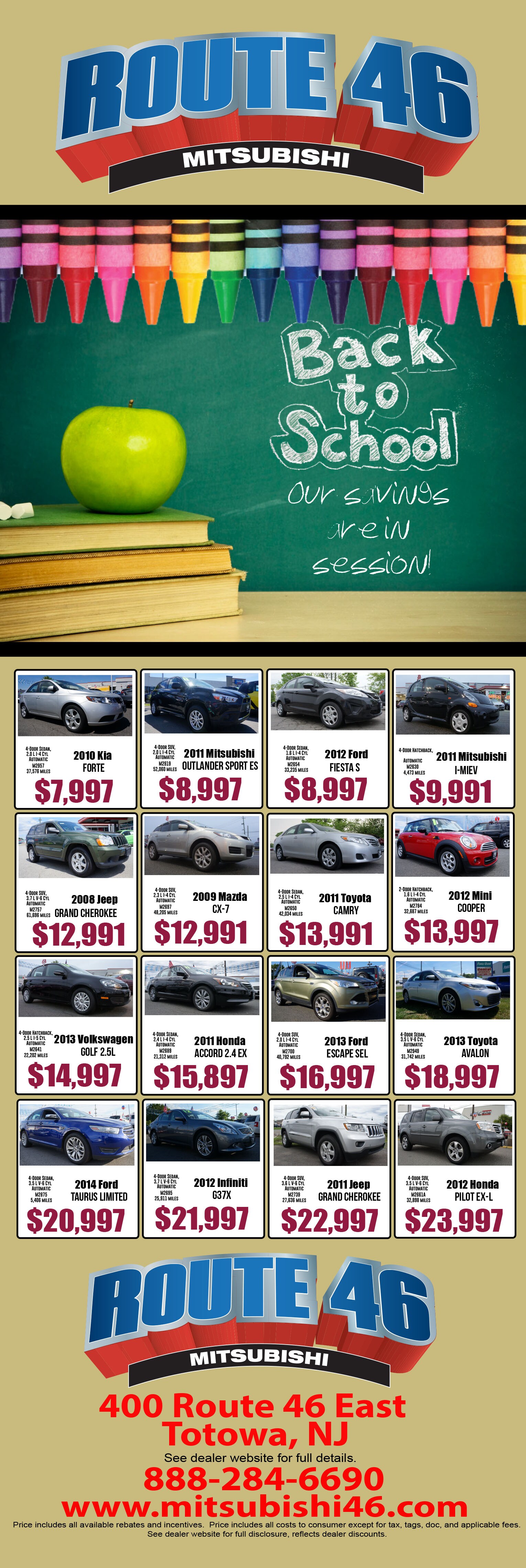 Used Car Specials Route 46 Mitsubishi