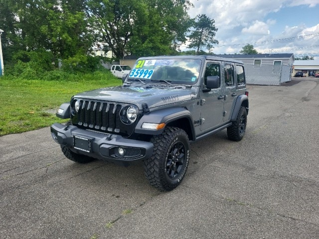 Used 2021 Jeep Wrangler Unlimited Willys Sport with VIN 1C4HJXDN4MW637667 for sale in Owego, NY