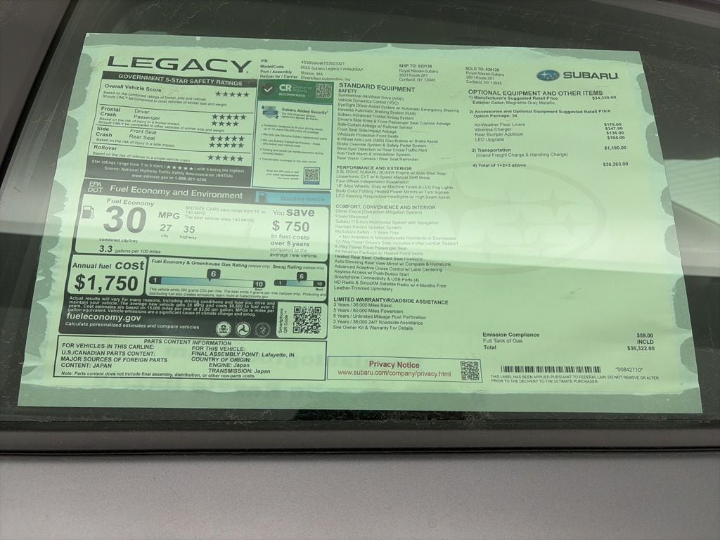 2025 Subaru Legacy Limited - Photo 8