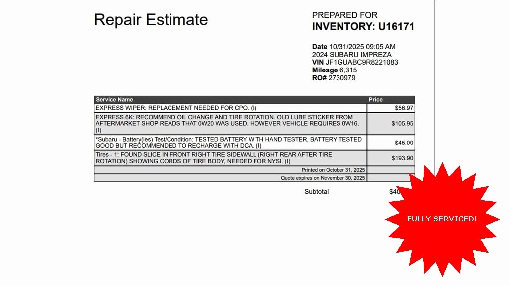 Used 2024 Subaru Impreza Base 5-Door