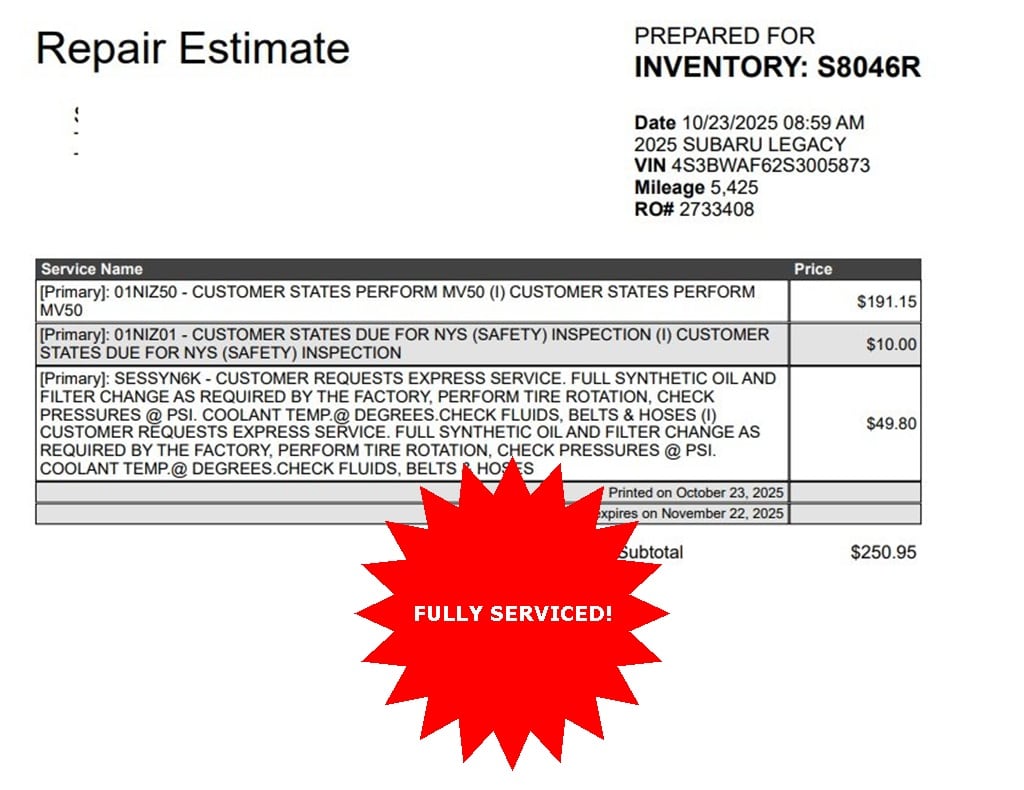 Certified 2025 Subaru Legacy Premium Sedan