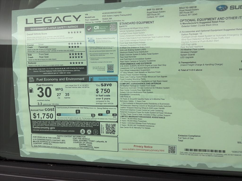 2025 Subaru Legacy Premium - Photo 9
