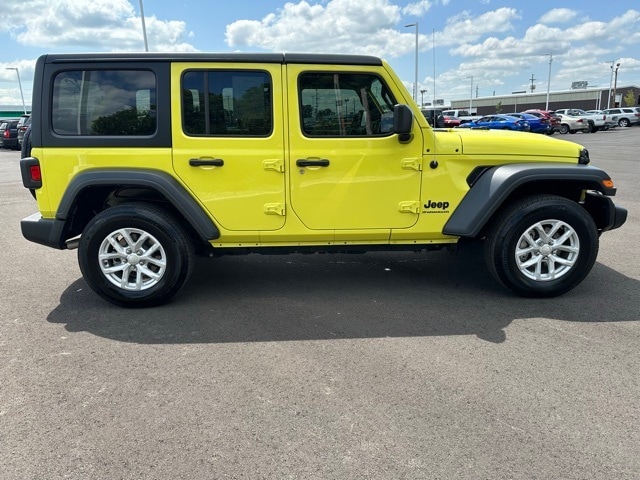 Certified 2023 Jeep Wrangler 4-Door Sport S with VIN 1C4HJXDG3PW674019 for sale in Greenfield, IN