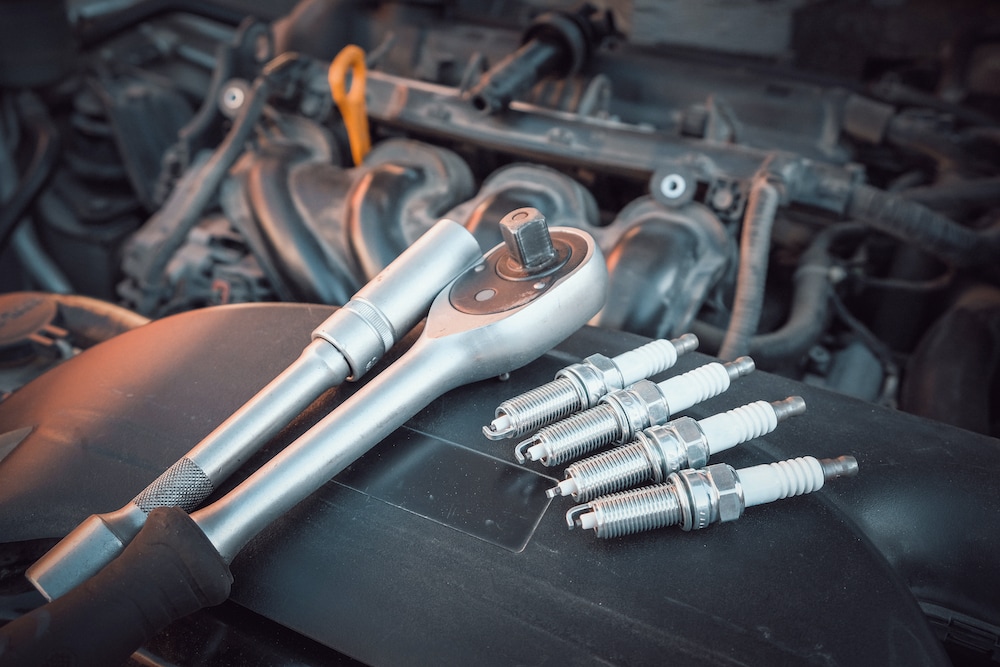 Wrench and Spark Plugs