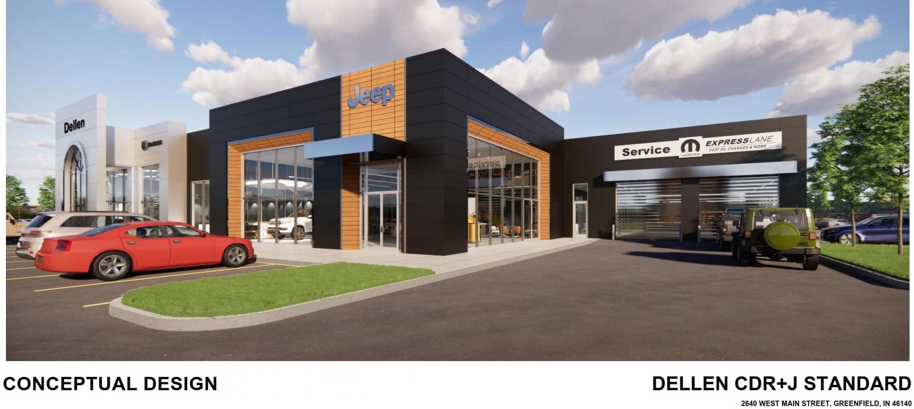 Mockup of Dellen CDJR Dealership Construction Remodel