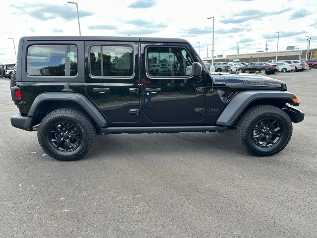 Certified 2023 Jeep Wrangler 4-Door Willys with VIN 1C4HJXDN9PW500552 for sale in Greenfield, IN