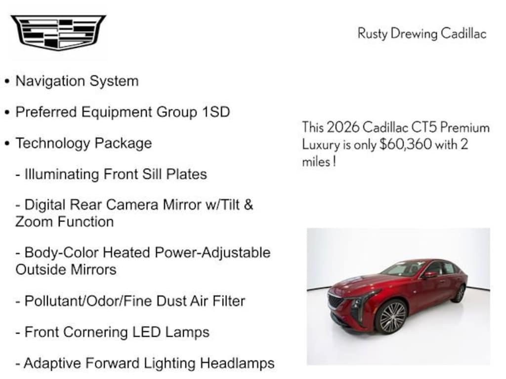 New 2026 CADILLAC CT5 Premium Luxury Sedan