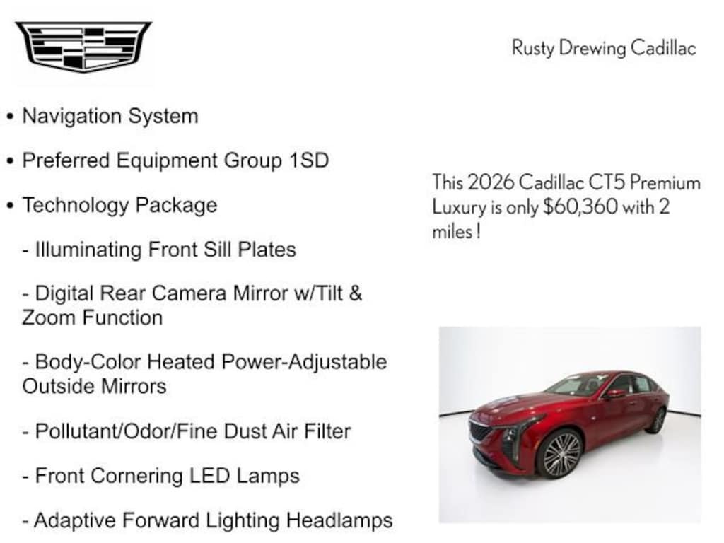 New 2026 CADILLAC CT5 Premium Luxury Sedan