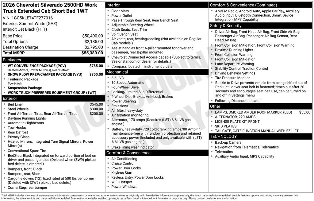 New 2026 Chevrolet Silverado 2500 HD WT Truck