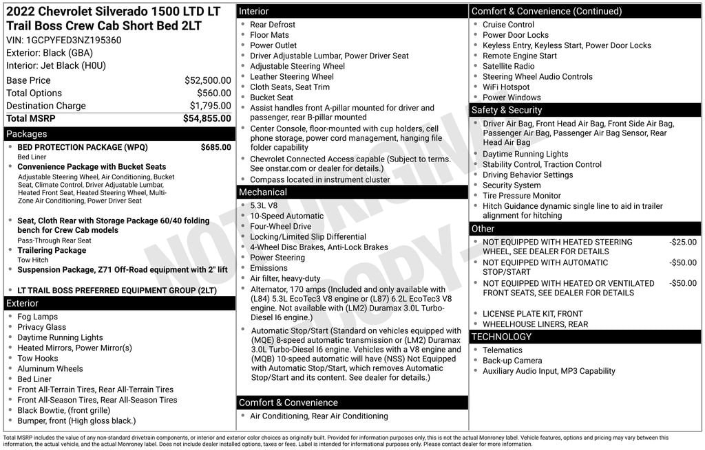 Used 2022 Chevrolet Silverado 1500 LTD LT Trail Boss Truck Crew Cab