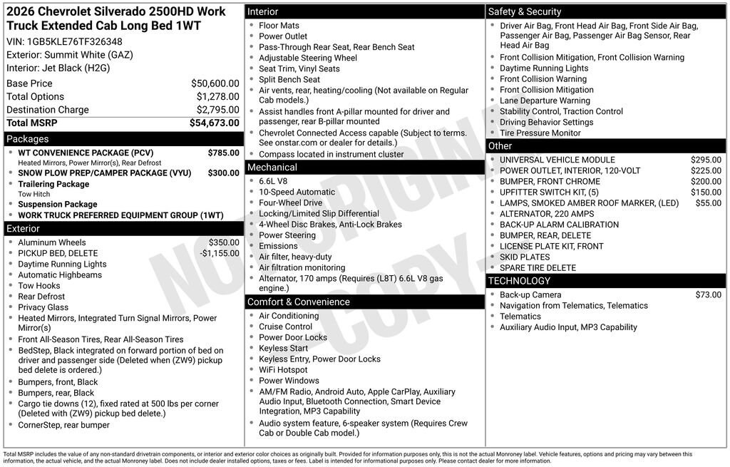 New 2026 Chevrolet Silverado 2500 HD WT Truck