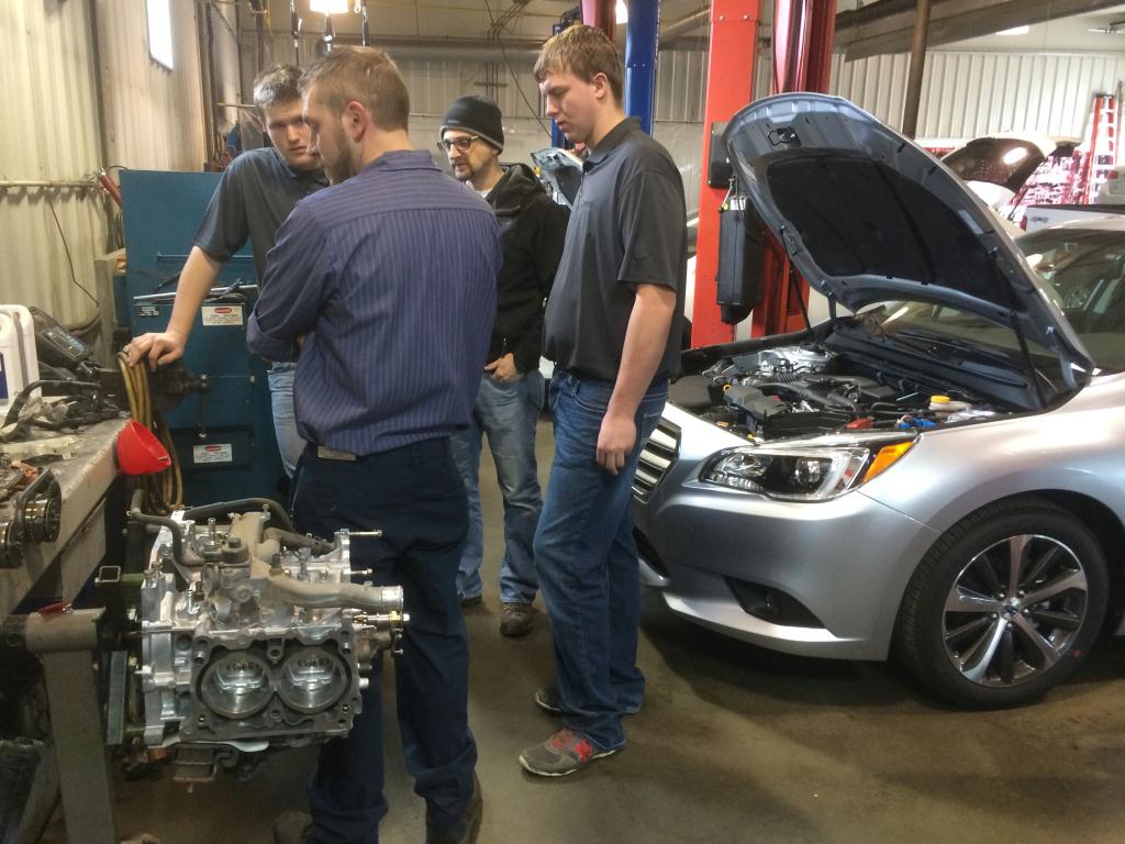 Riley Subar's Master Subaru Technician Josh Fee discusses the Subaru Boxer Engine with students