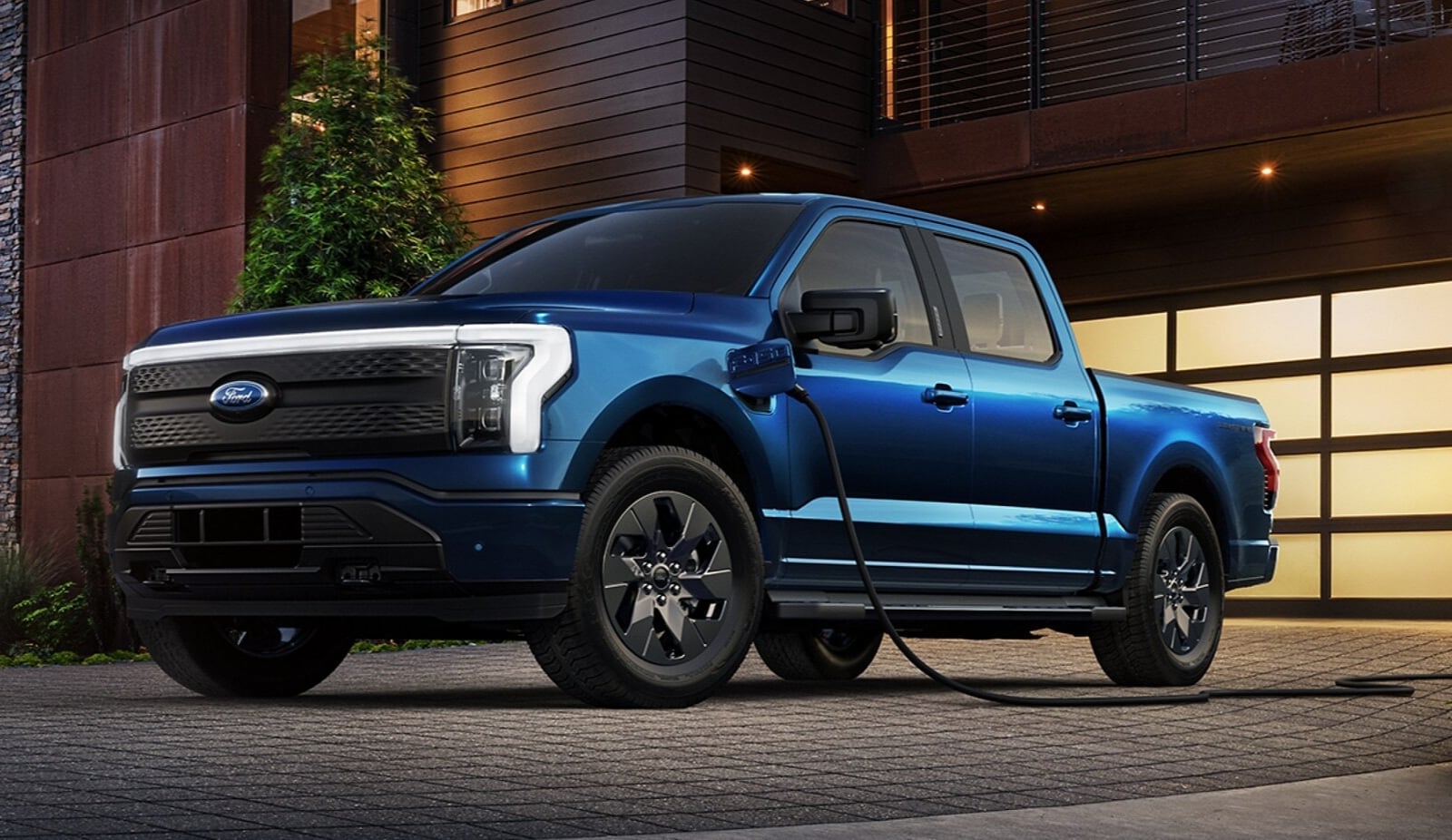 2024 Blue Ford F-150 Lightning charging