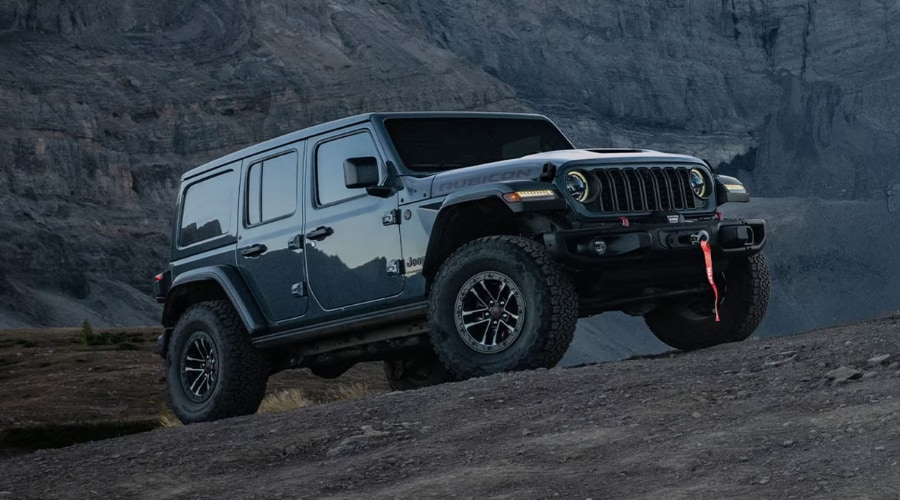 2026 Jeep Wrangler Rubicon with Freedom Top hardtop parked on an autumn trail near Summit, NJ, demonstrating weatherproof seal preparation for Union County and Morris County roads.