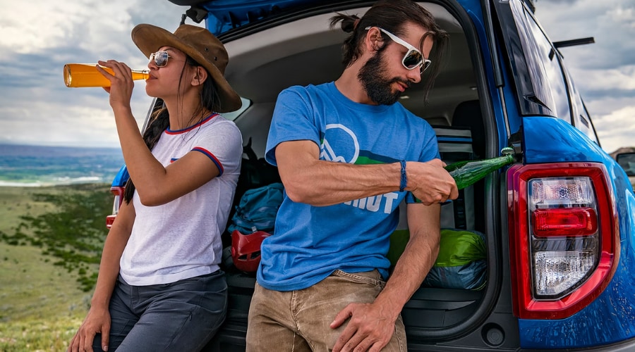 The expansive cargo space of a 2026 Ford Bronco Sport in Chatham with the rear seating folded completely flat