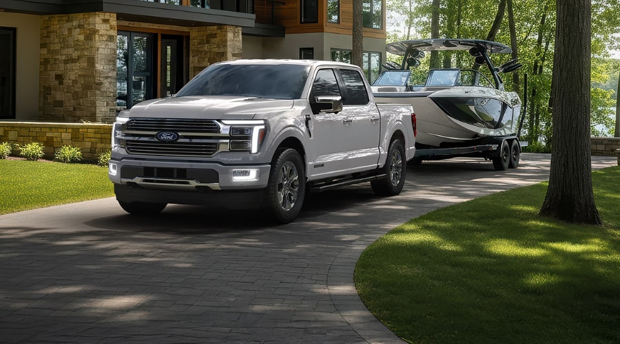 2026 Ford F-150 PowerBoost Hybrid charging at a public station in Springfield showing the Pro Power Onboard port.