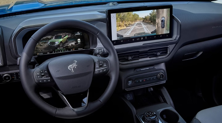 The modern center console of a 2026 Ford Bronco Sport in Summit highlighting the high-resolution touchscreen