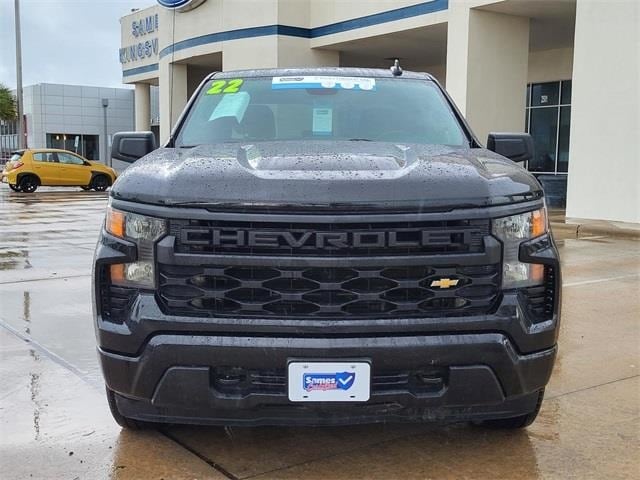 Certified 2022 Chevrolet Silverado 1500 Custom with VIN 3GCPABEKXNG521621 for sale in Corpus Christi, TX