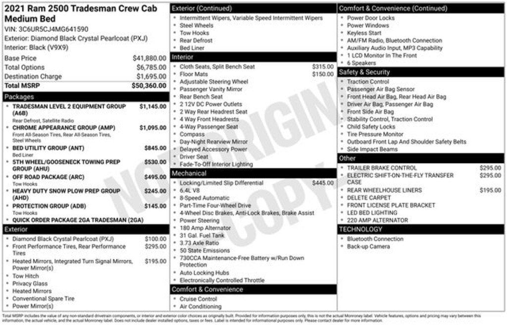 Certified 2021 Ram 2500 Tradesman Crew Cab