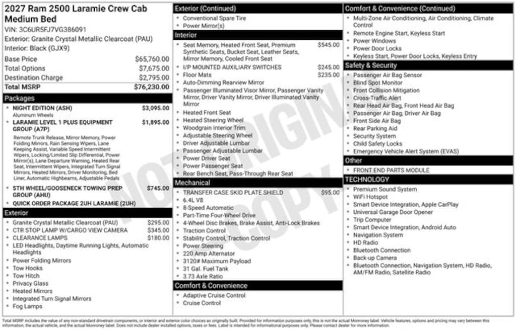 New 2027 Ram 2500 Laramie Pickup