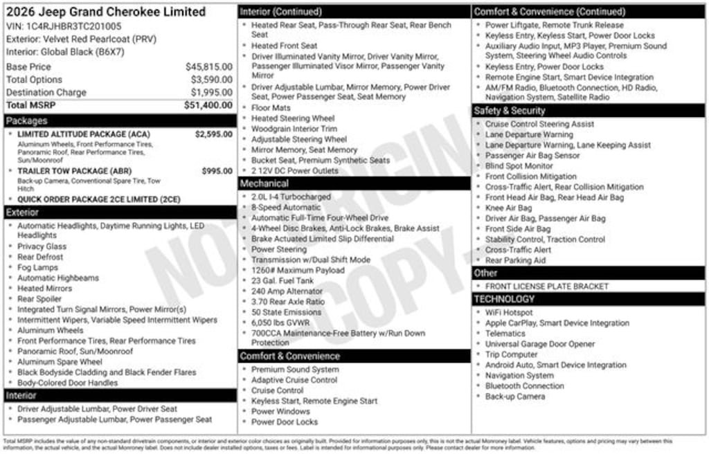 New 2026 Jeep Grand Cherokee LIMITED 4X4 Sport Utility