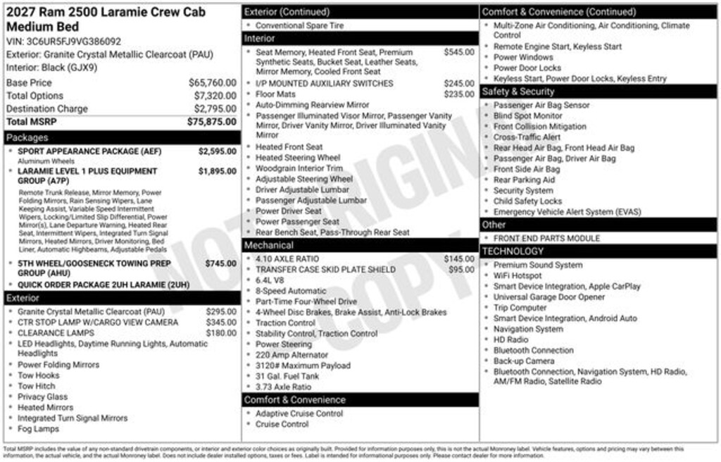 New 2027 Ram 2500 Laramie Pickup