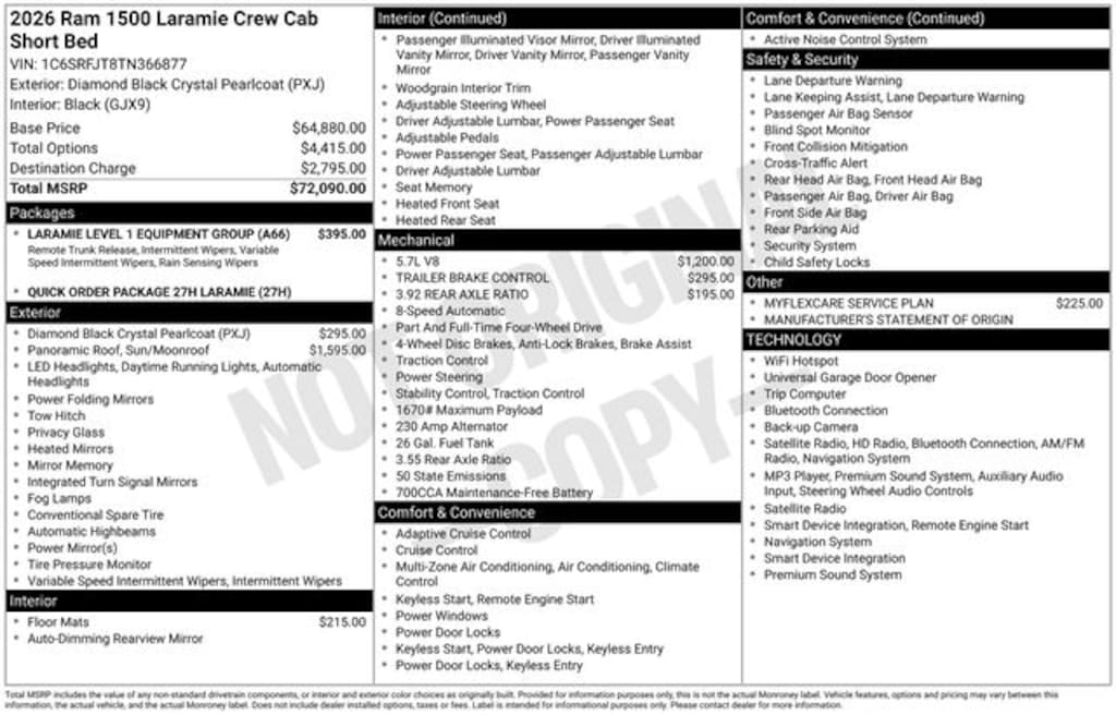 New 2026 Ram 1500 LARAMIE CREW CAB 4X4 5'7 BOX Pickup