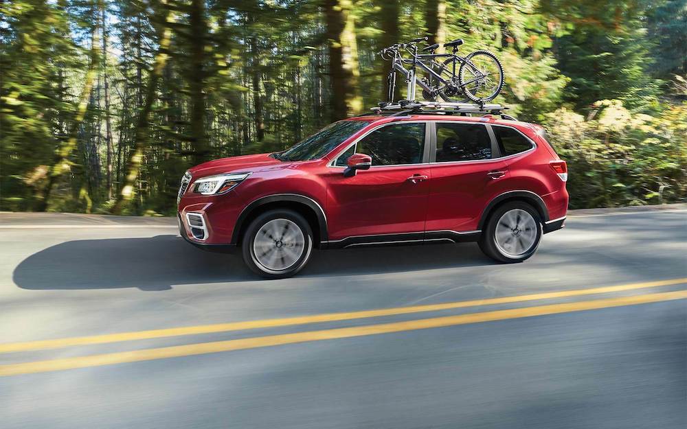 2020 Subaru Forester with bicycles on the roof rack