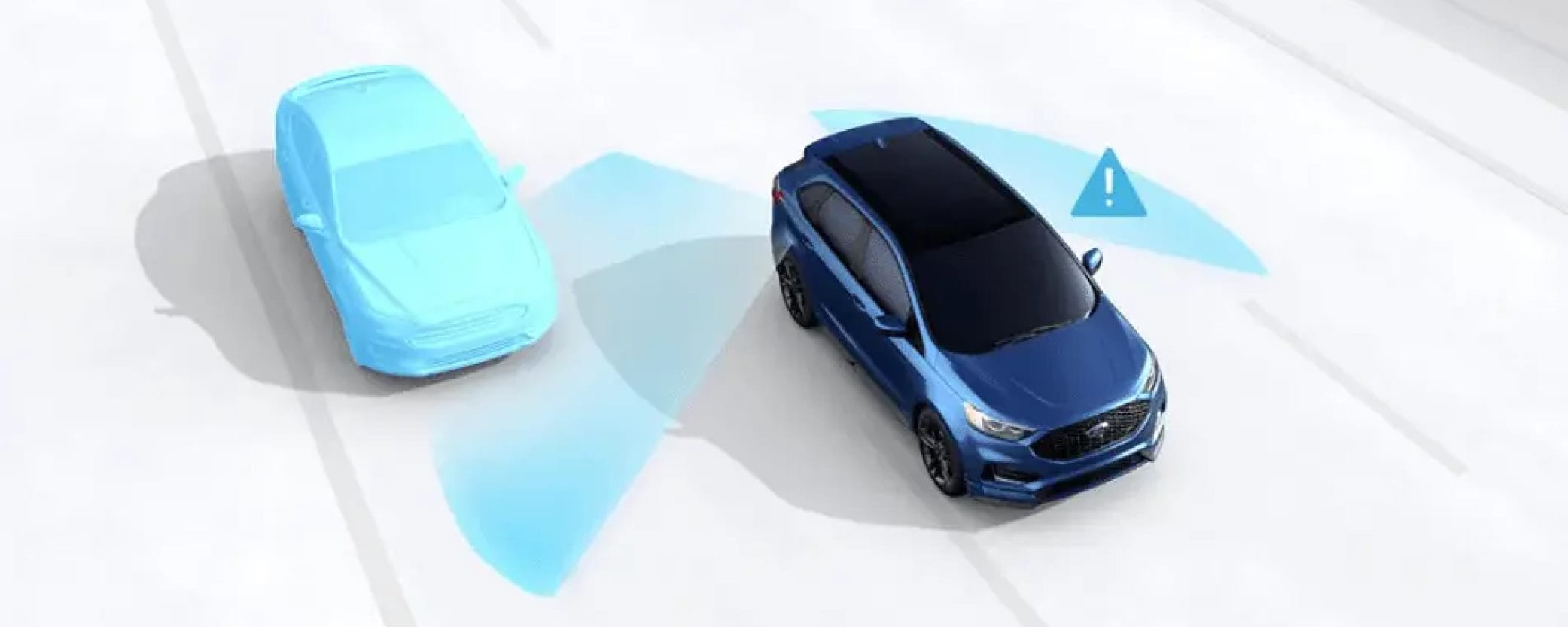A diagram of a Ford vehicle highlighting its various sensors and cameras for safety systems.