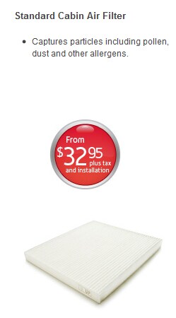 Standard Cabin Air Filter from $32.95