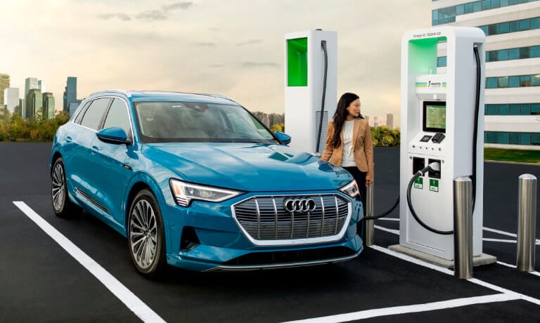 2023 Audi e-tron exterior at charging station