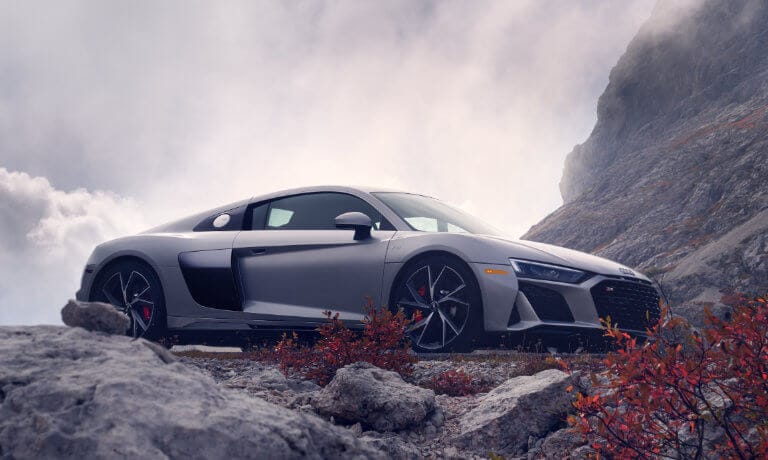2022 Audi R8 exterior on mountain with fog