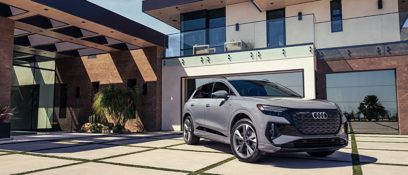 2025 Audi Q4 etron Exterior In Modern Home Driveway