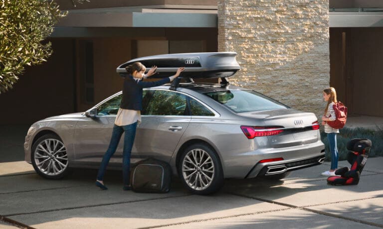 2022 Audi A6 Exterior in driveway with mom loading roof rack