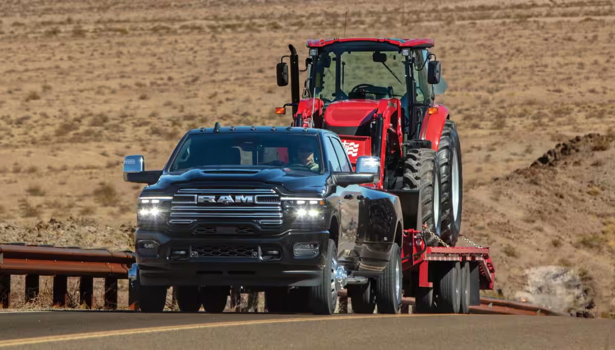 The 2026 RAM HD towing a trailer