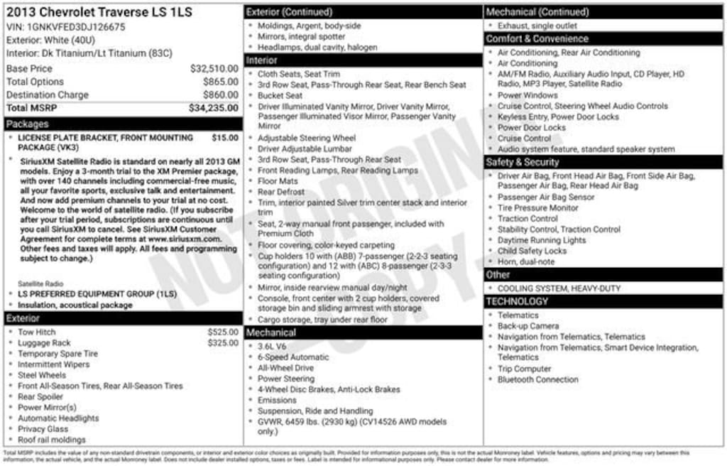 Used 2013 Chevrolet Traverse LS SUV