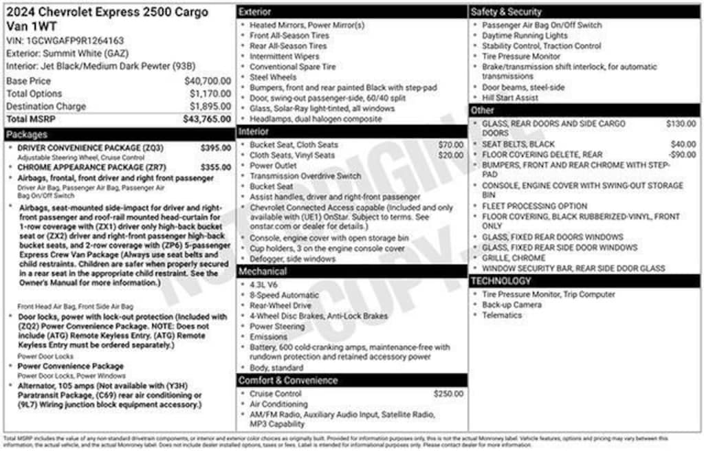 Used 2024 Chevrolet Express Cargo 2500 WT Van