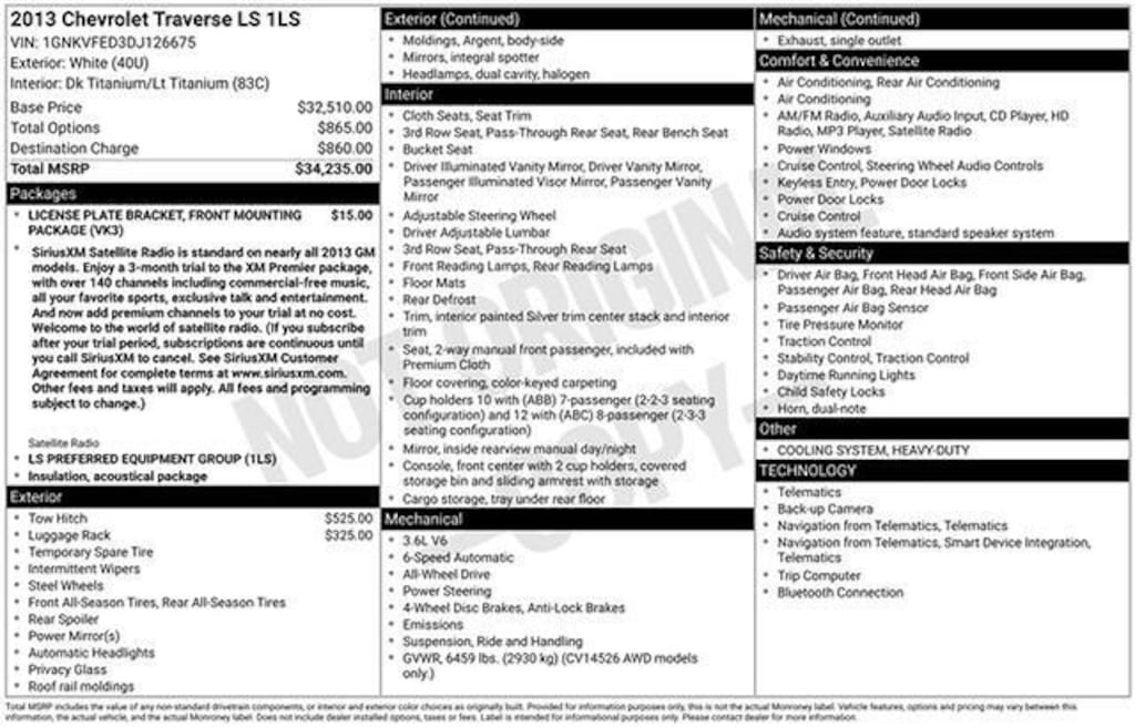 Used 2013 Chevrolet Traverse LS SUV