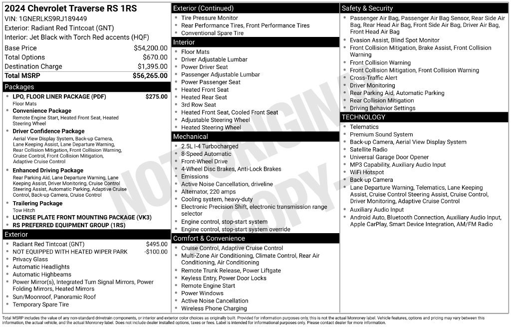 Used 2024 Chevrolet Traverse RS SUV