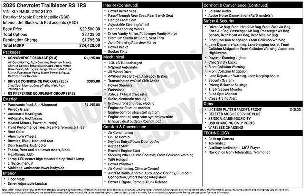 New 2026 Chevrolet Trailblazer RS SUV