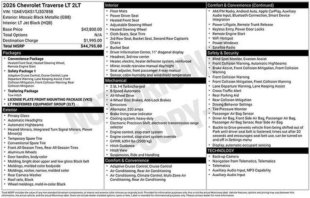 New 2026 Chevrolet Traverse LT SUV