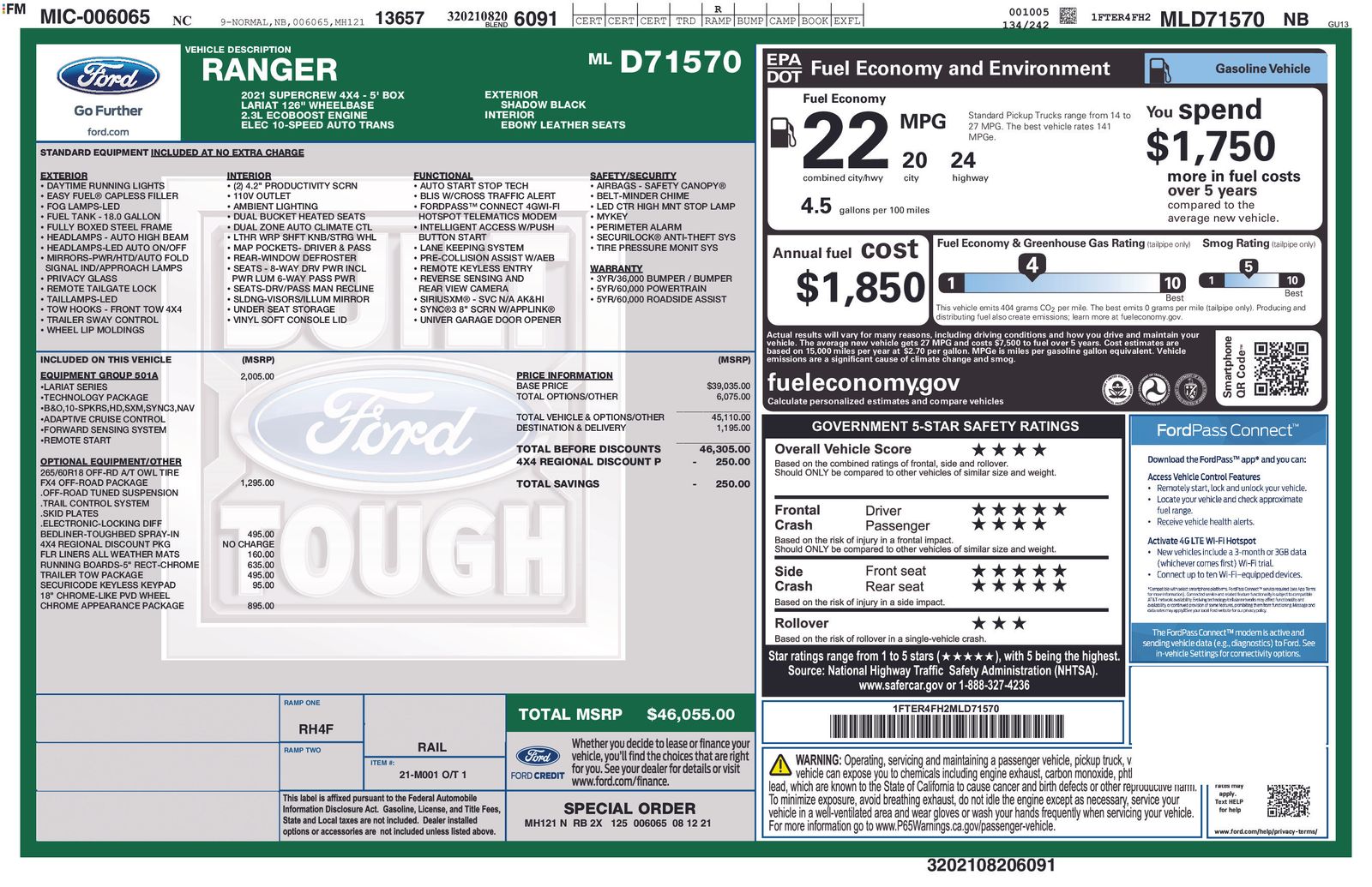 2021 Ford Ranger XL 4x4 SuperCrew 5' Box's photo