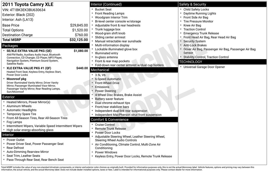 Used 2011 Toyota Camry XLE Sedan