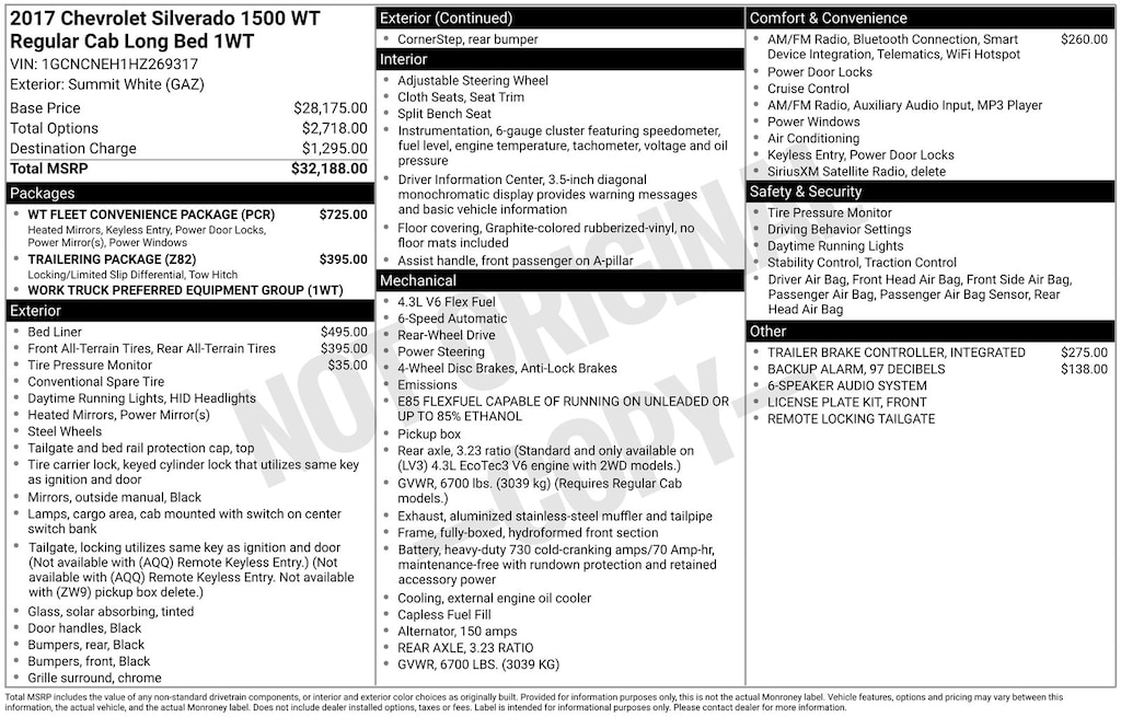 Used 2017 Chevrolet Silverado 1500 WT Truck